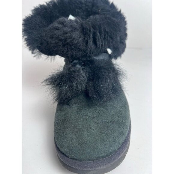 Ugg Gita Boot Genuine Shearling Asphalt Black Suede Size 7 Bow - Picture 10 of 10